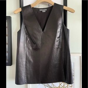 Vince Leather V-Neck Top/Vest